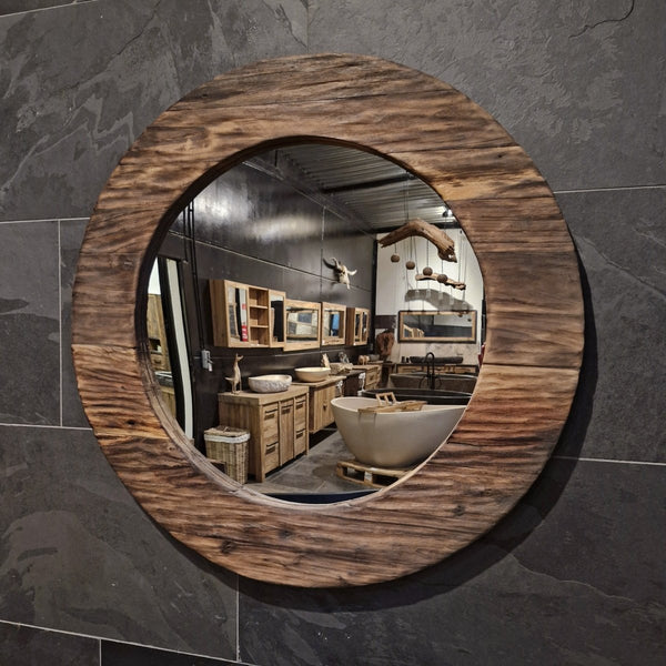  - Runder Wandspiegel Badspiegel C1 - 5 - C1 - Ø 100 x 5 cm - Badgestaltung | Afrika Naturstein