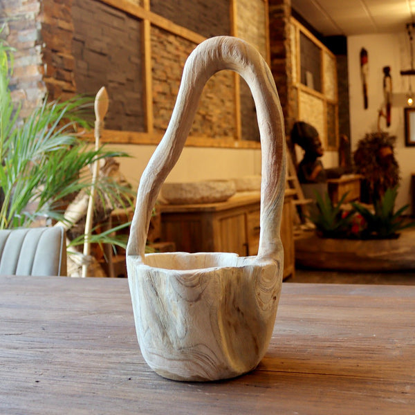  - Kleines Dekokörbchen aus Teakholz - Körbchen 2 - Badgestaltung | Afrika Naturstein