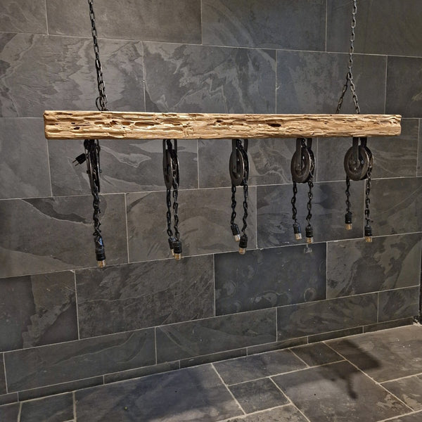  - Hängelampe METALLSPULE - 160 x 26 x 52 cm - 3 Lampen - Badgestaltung | Afrika Naturstein