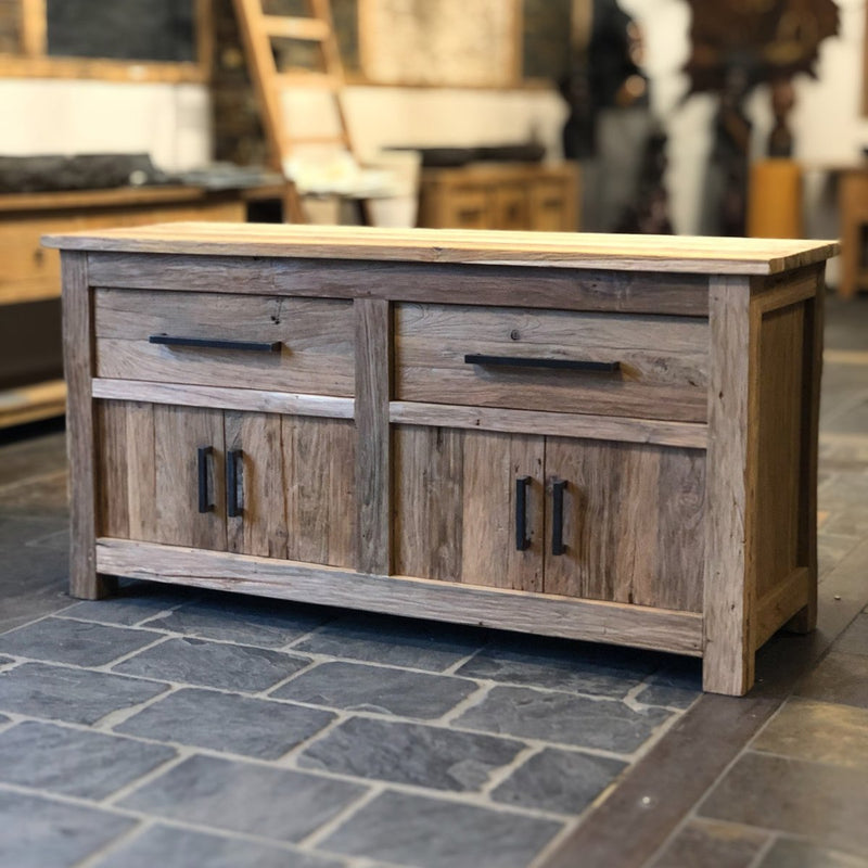  - RINCA | Teak Sideboard Kommode - 166 x 55 x 80cm - Badgestaltung | Afrika Naturstein