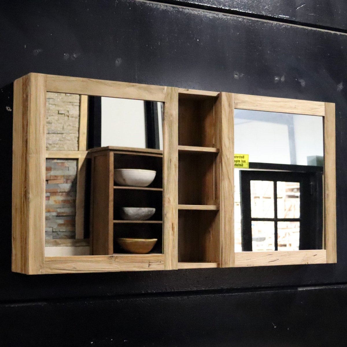 Spiegelschrank Badspiegel aus recyceltem Teakholz, 140-180 cm breit, 70 cm hoch, für moderne Badgestaltung von MALAYA