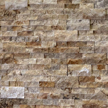 Naturstein Verblender aus Travertin mit Block, SCABAS ANTIK GOLD, dekorative Wandverkleidung aus Naturstein
