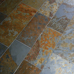 Naturstein Fliese Wandfliese Bodenfliese Schiefer Brasil Multicolor - Muster | Schieferfliesen | BRASIL MULTICOLOR - ca. 20 x 20 cm - Muster | Afrika Naturstein
