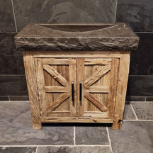 Lombok Teakholz Unterschrank mit Waschtisch, modernes Badmöbel im natürlichen Design, klare Linien und warme Holzoptik