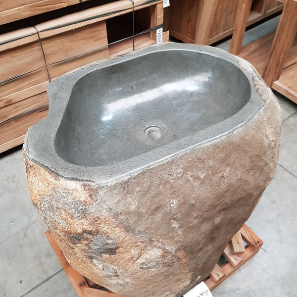  - RHODOS XD Standwaschbecken Flussstein 90 x 65 x 90 cm - Badgestaltung | Afrika Naturstein