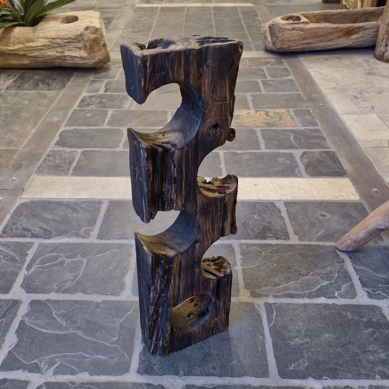 Toilettenpapierhalter Teak Altholz Unikat - 5 Rollen Burned Wood - Badgestaltung