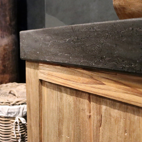  - MADURA Unterschrank mit Amsterdam Waschtisch 182 x 53 x 87 cm - Badgestaltung | Afrika Naturstein