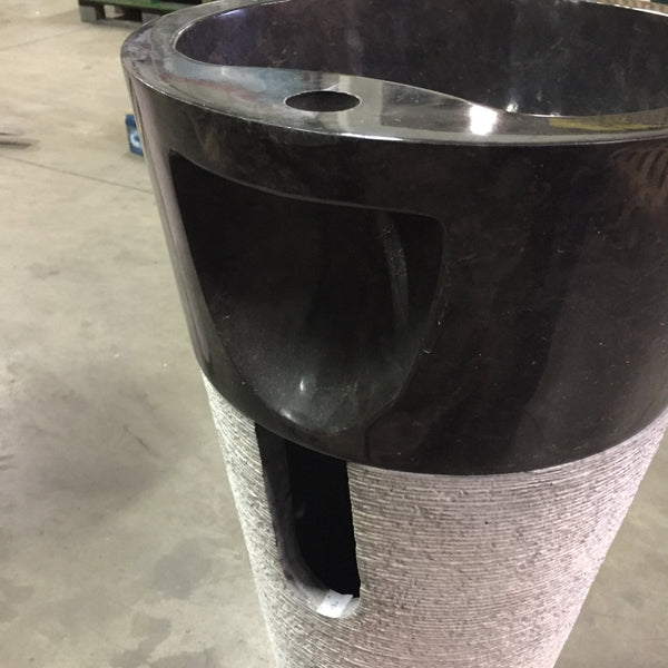 Edles Marmor Standwaschbecken freistehend - LEFKAS Standwaschbecken Grau mit Schwarz Marmor 90 x 40 cm - Grau und Schwarz - Badgestaltung | Afrika Naturstein