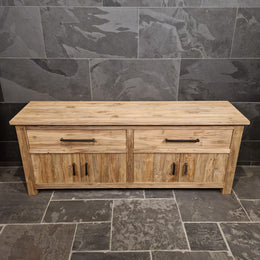 Unterschrank aus recyceltem Teakholz | Rustikaler Look fürs Bad - 206 x 55 x 80 cm - Badgestaltung