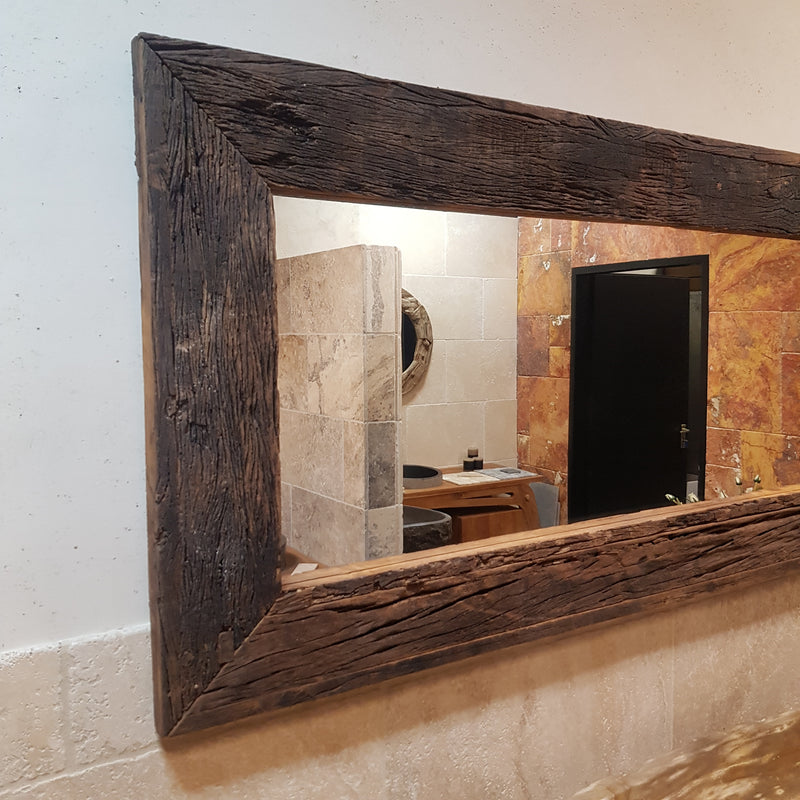 RAILWOOD spiegel van teruggewonnen hout, handgemaakt uniek stuk in vele maten