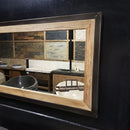 Badezimmerspiegel im Industrie-Look mit Eisen und Holz Rahmen