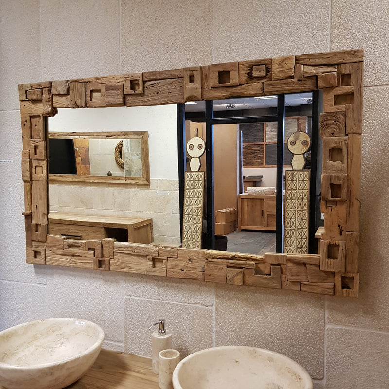 Teak Spiegel rechteckig für Badezimmer und Flur