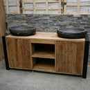 Chabby Chic Sideboard aus Teak und Metall