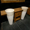 Paar Naturstein Standwaschbecken mit Unterschrank aus recyceltem Teakholz